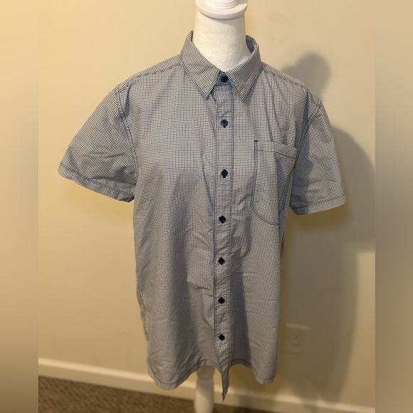 The North Face Shirt Mens Large Blue Checker Pocket Tee Button Down Short Sleeve - Picture 3 of 6